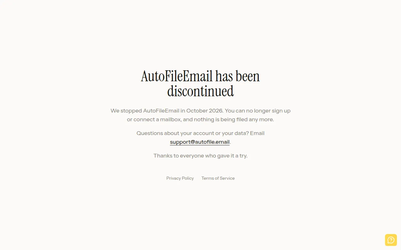 Homepage of autofile.email
