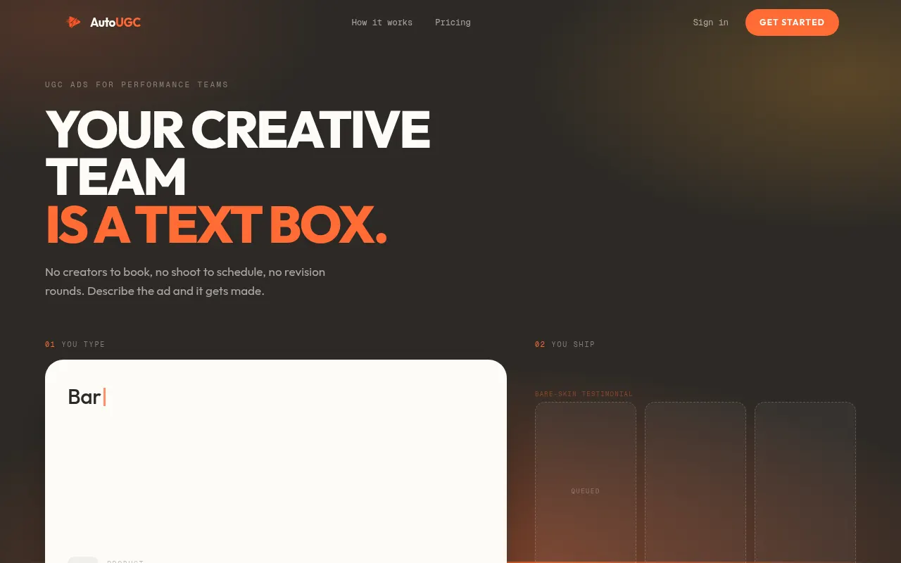 Homepage of autougc.ai