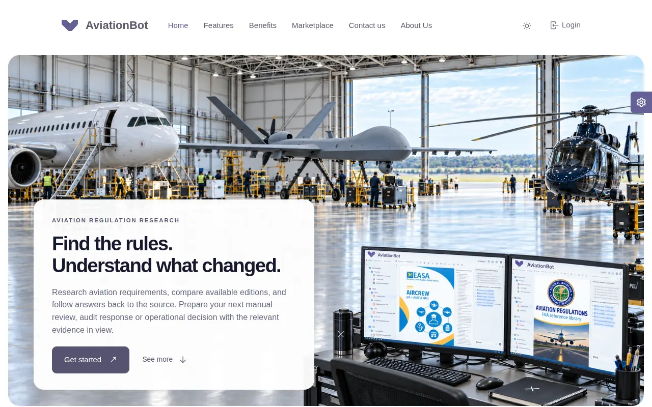 Homepage of aviation.bot