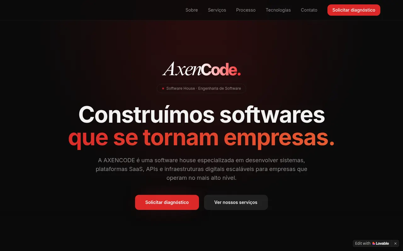 Homepage of axencode.lovable.app