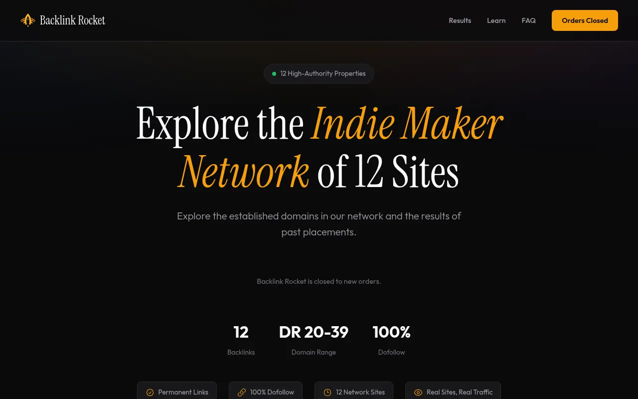 Homepage of backlinkrocket.net