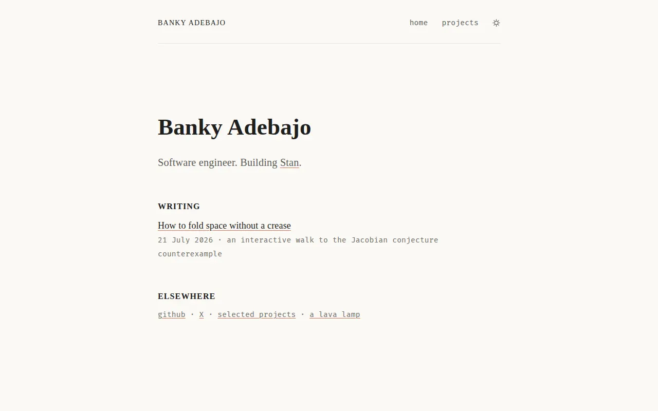 Homepage of banky.dev
