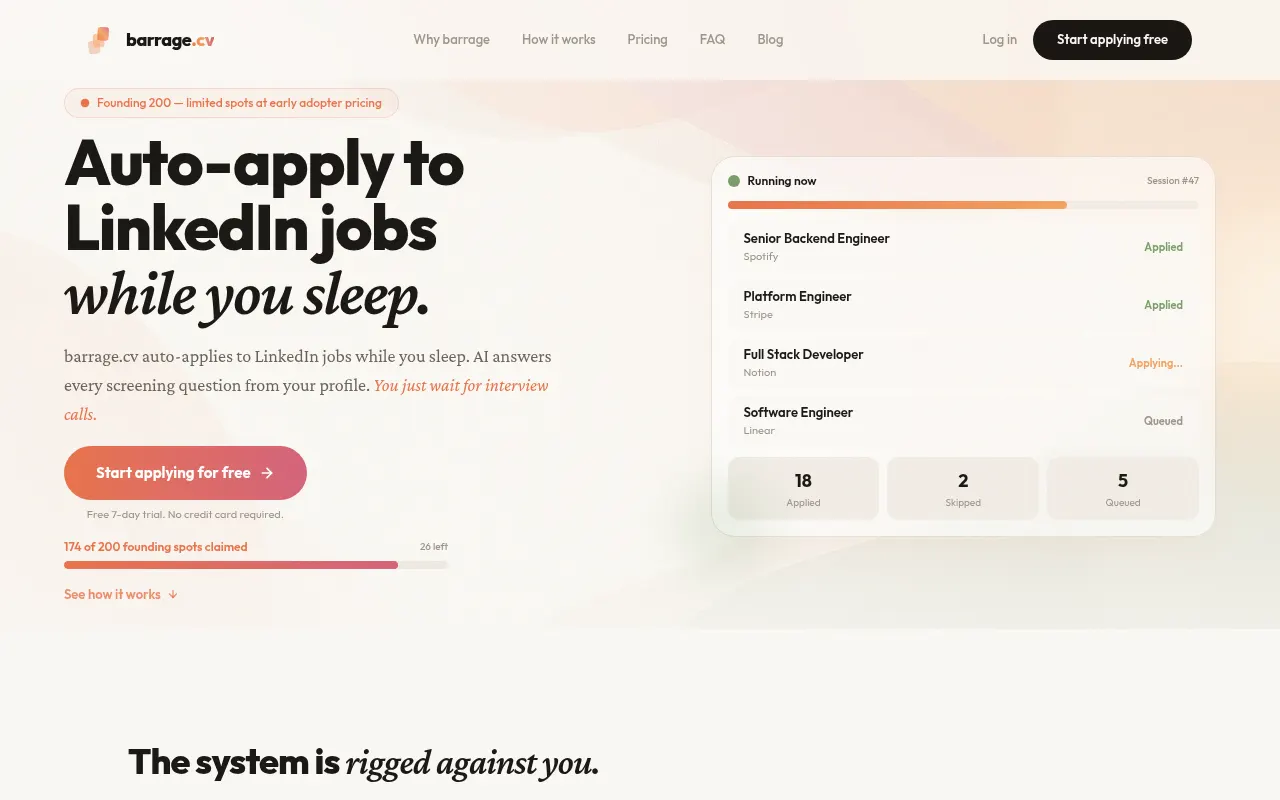 Homepage of barrage.cv