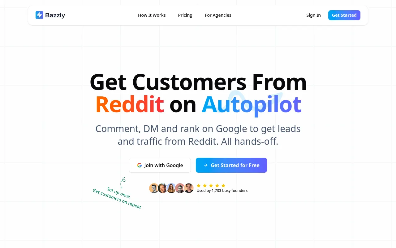 Homepage of bazzly.ai