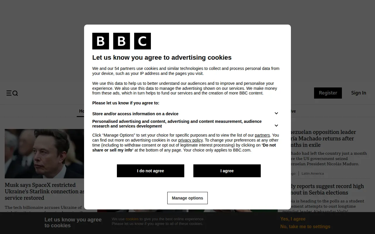 Homepage of bbc.com