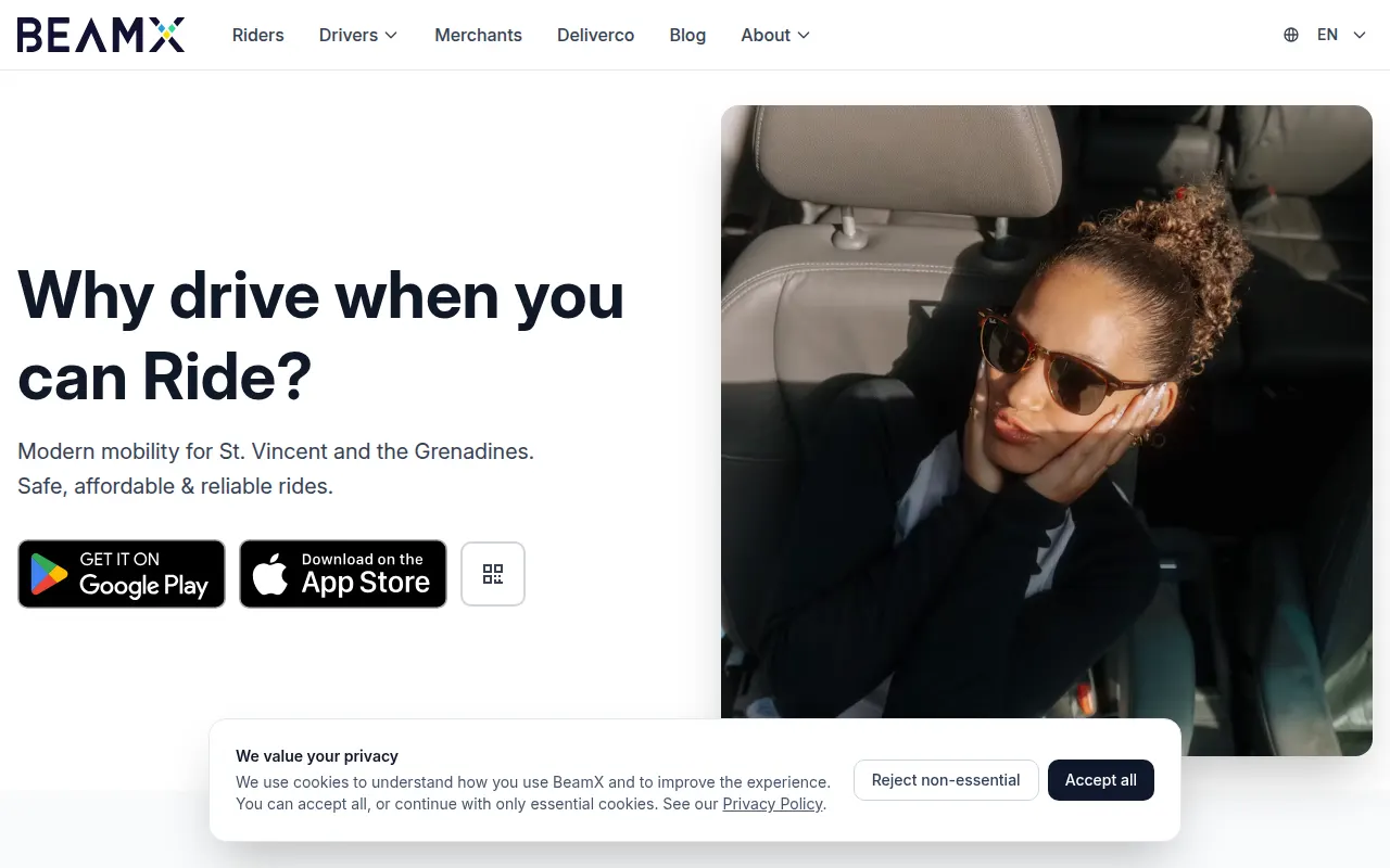 Homepage of beamx.app