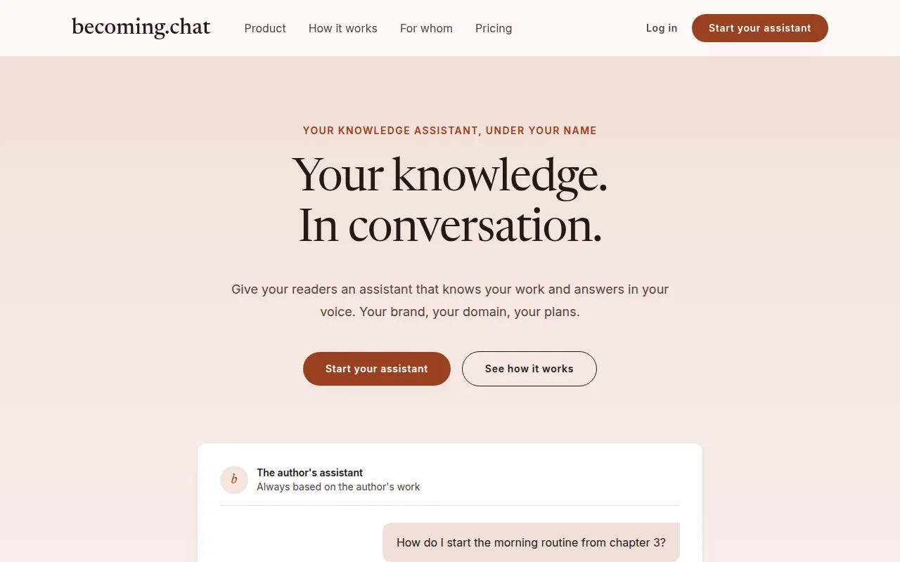 Homepage of becoming.chat