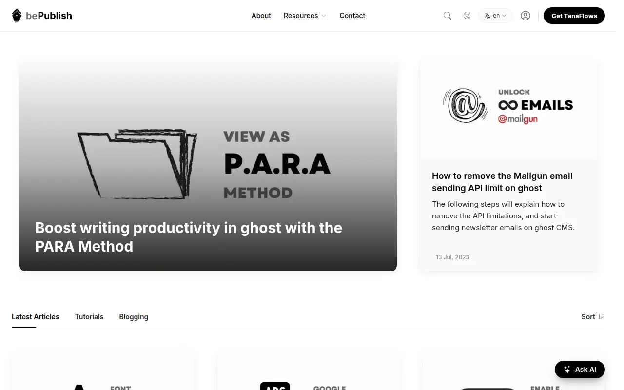 Homepage of bepublish.com