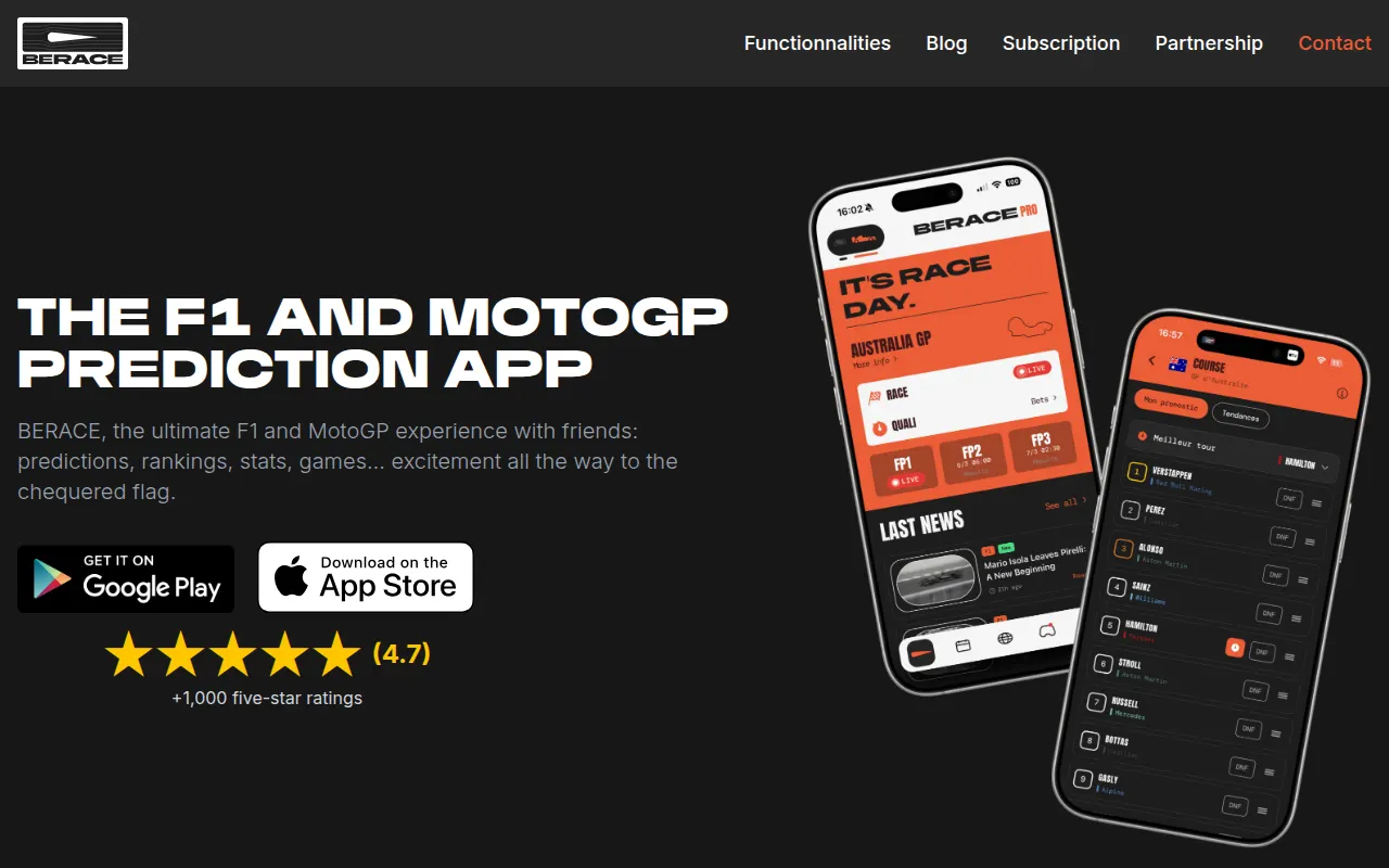Homepage of berace.app