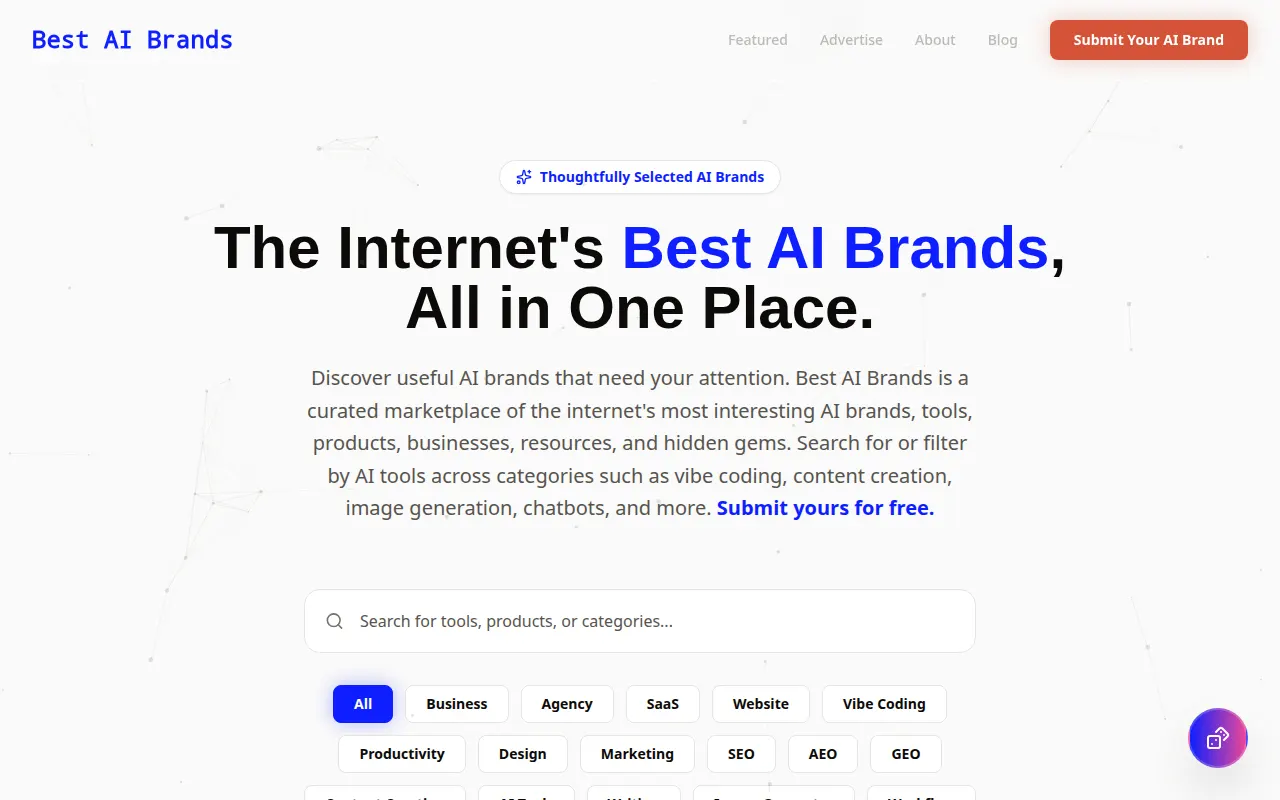 Homepage of bestaibrands.com