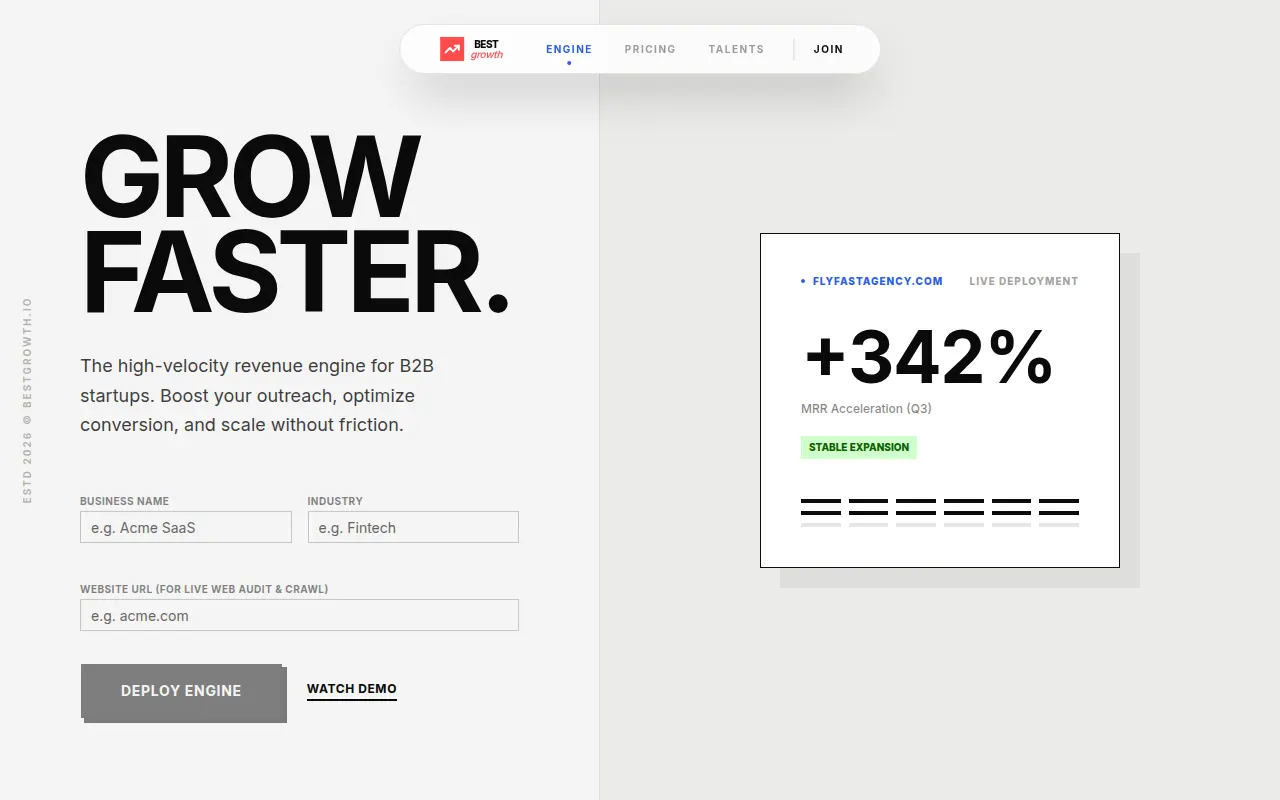 Homepage of bestgrowth.io