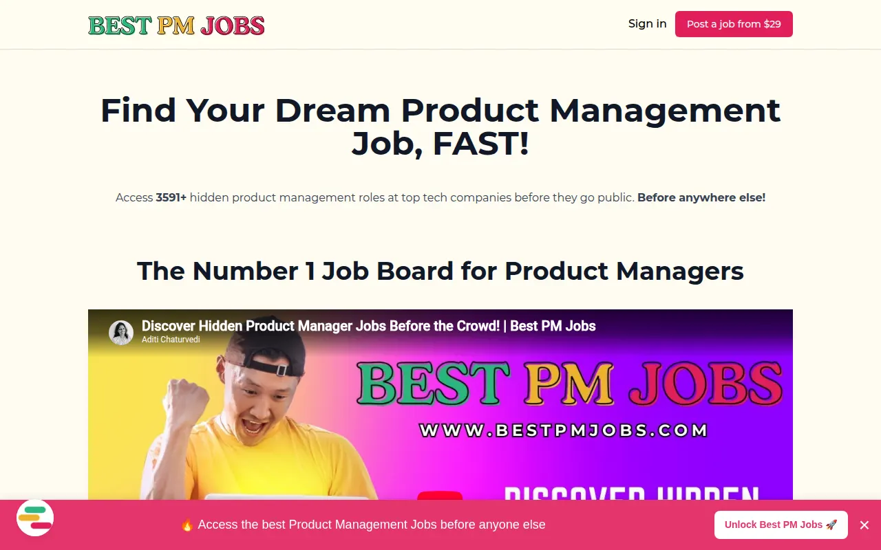 Homepage of bestpmjobs.com
