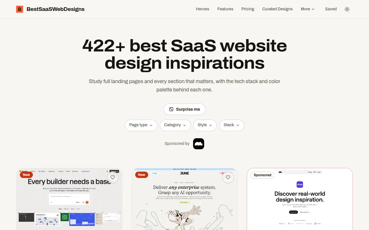 Homepage of bestsaaswebdesigns.com
