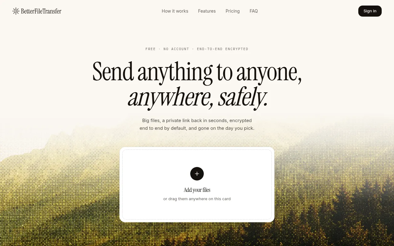 Homepage of betterfiletransfer.com