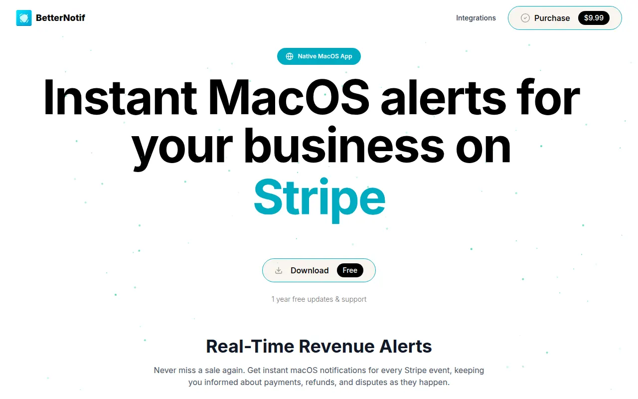 Homepage of betternotif.app
