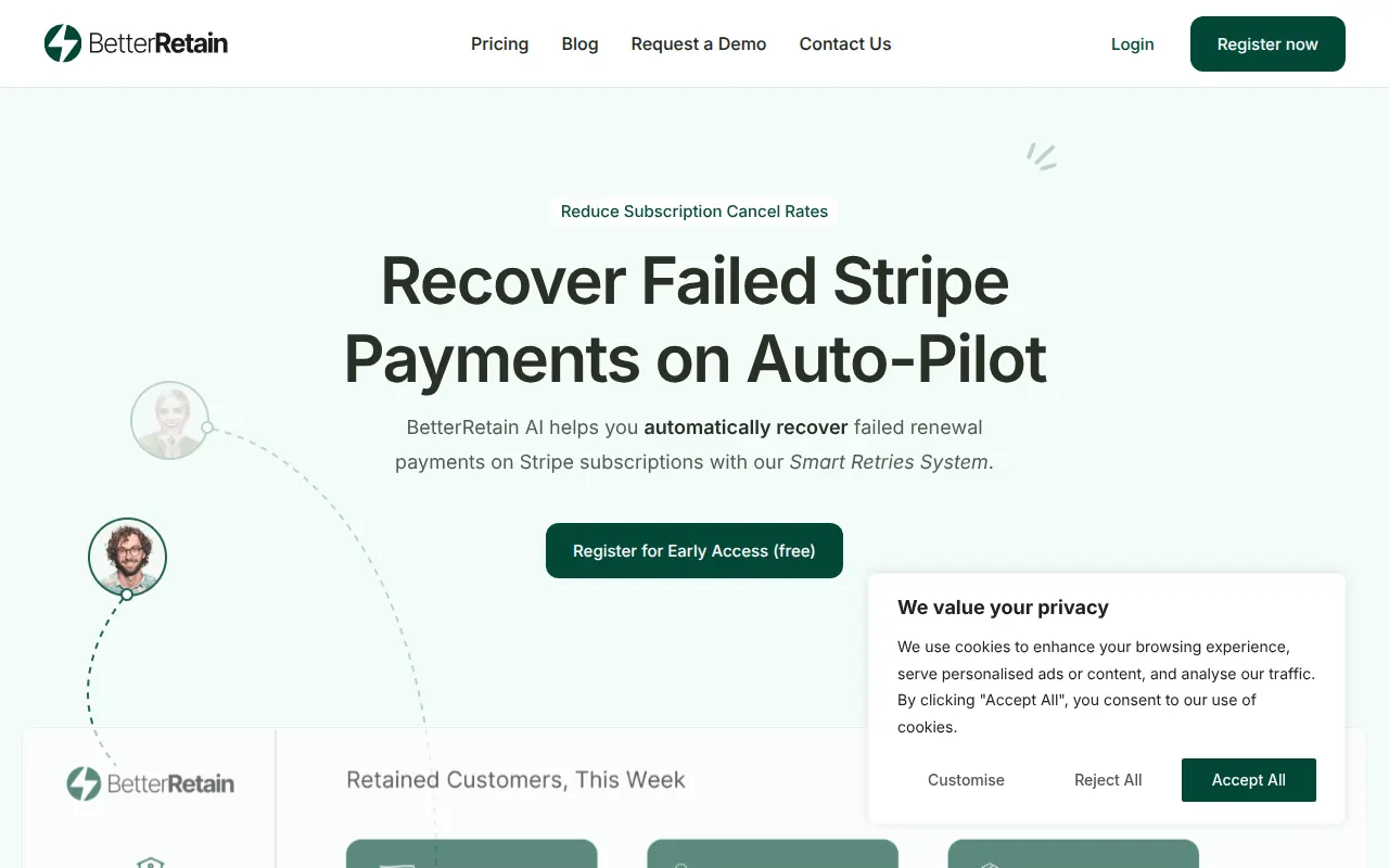 Homepage of betterretain.com