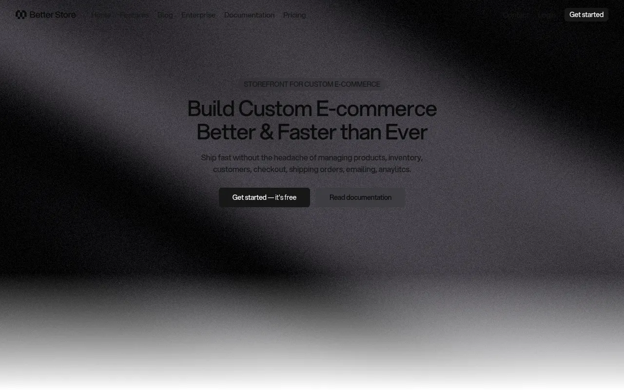 Homepage of betterstore.io
