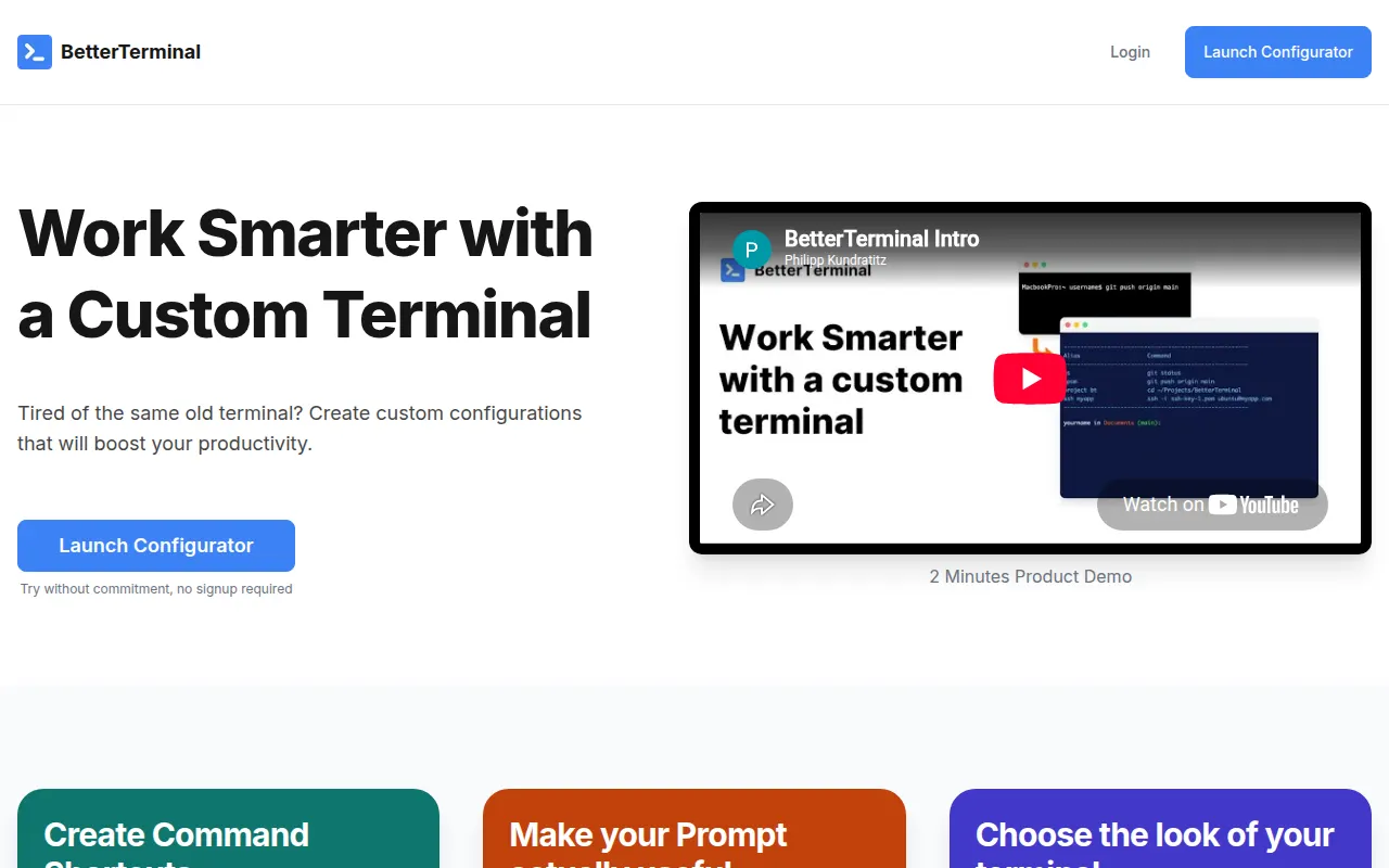 Homepage of betterterminal.com