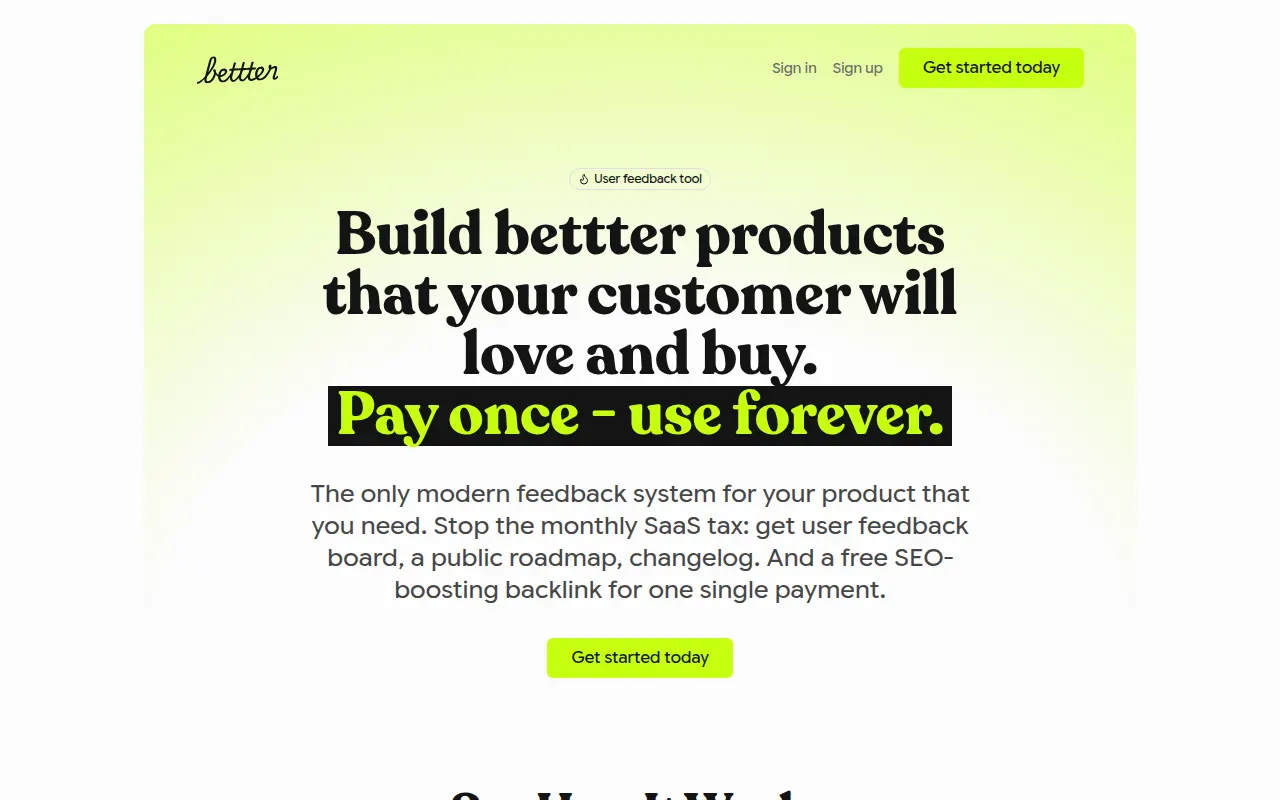 Homepage of bettter.app
