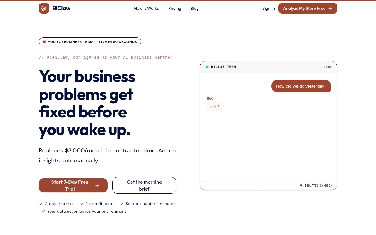 Homepage of biclaw.app