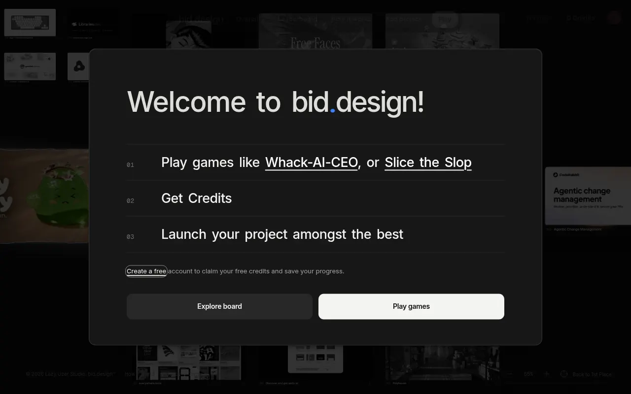 Homepage of bid.design