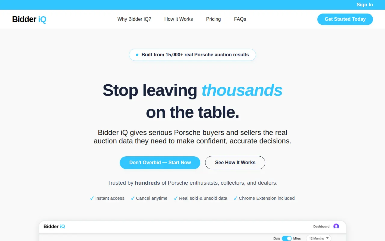 Homepage of bidderiq.com