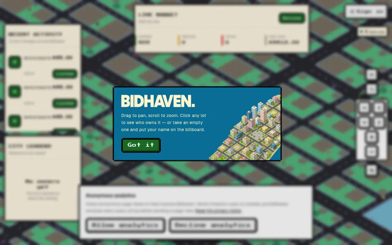 Homepage of bidhaven.lol