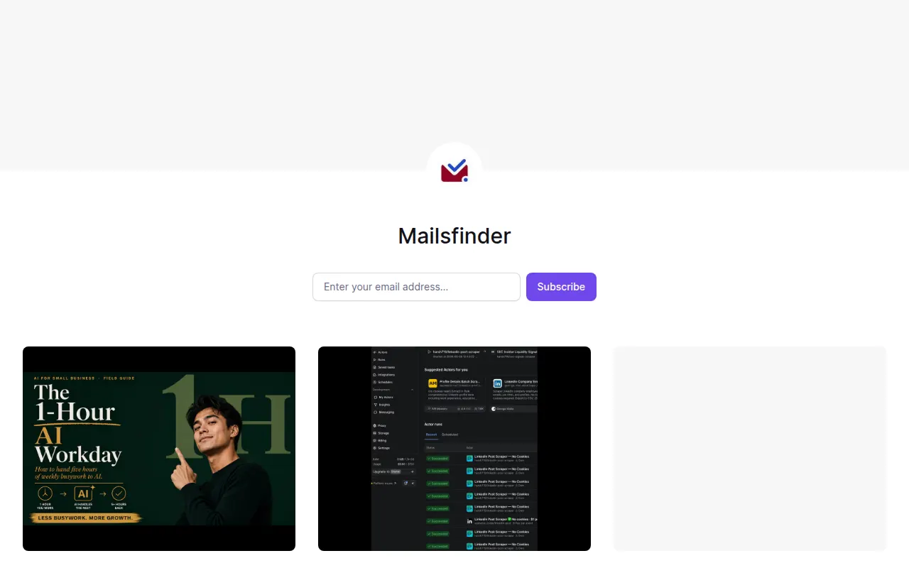 Homepage of billing.mailsfinder.com