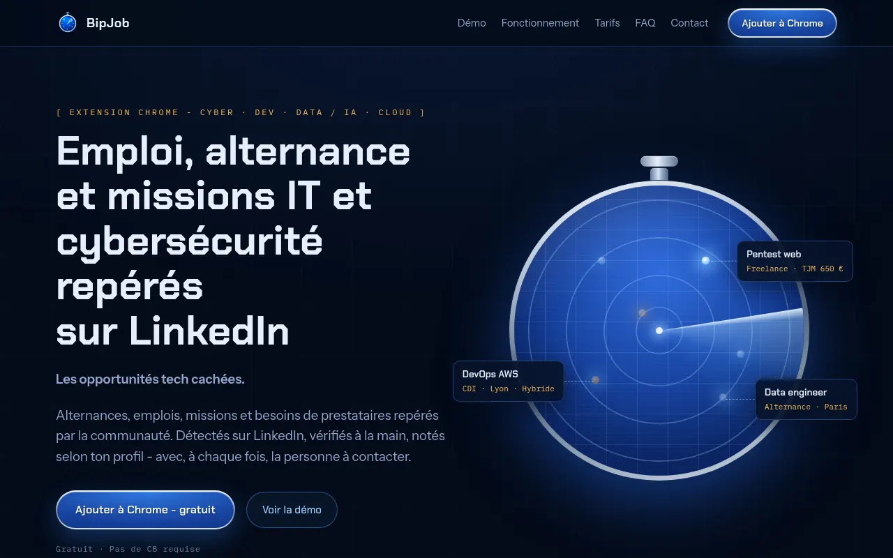 Homepage of bipjob.fr