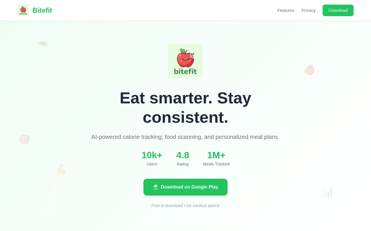 Homepage of bitefit.pro