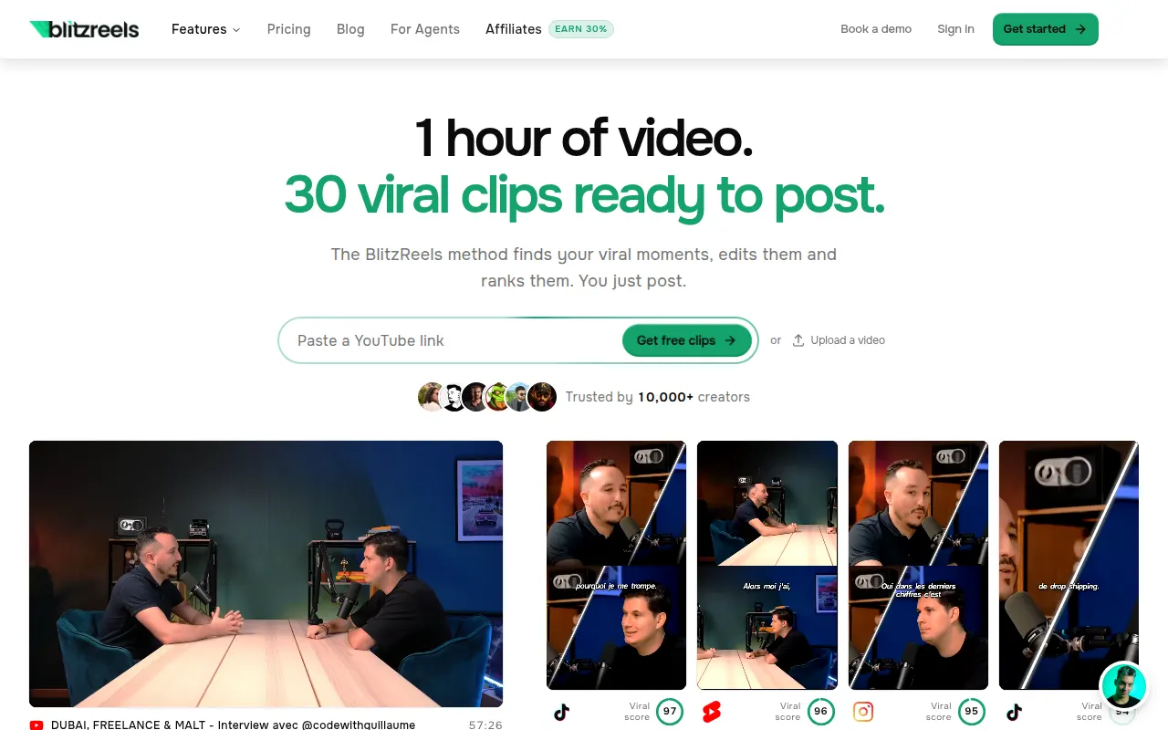 Homepage of blitzreels.com