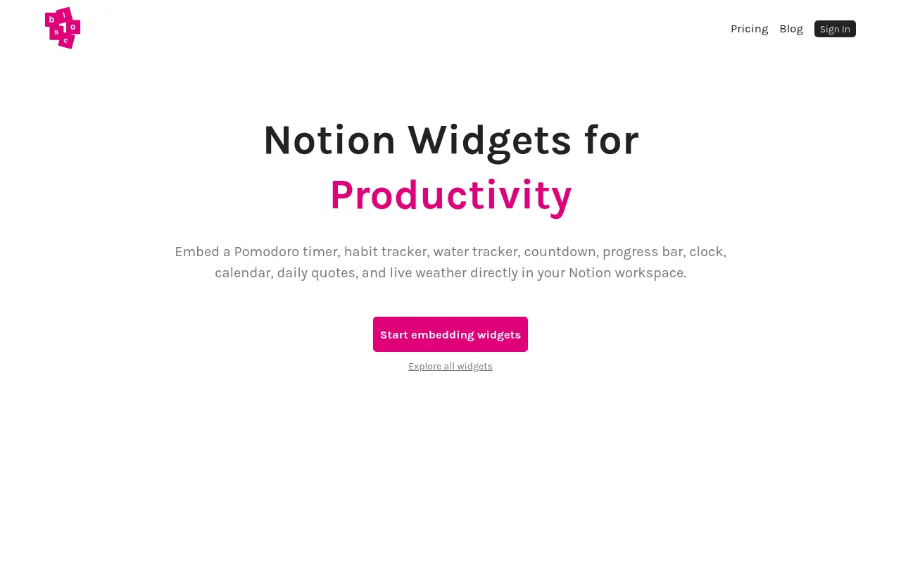 Homepage of blocs.me