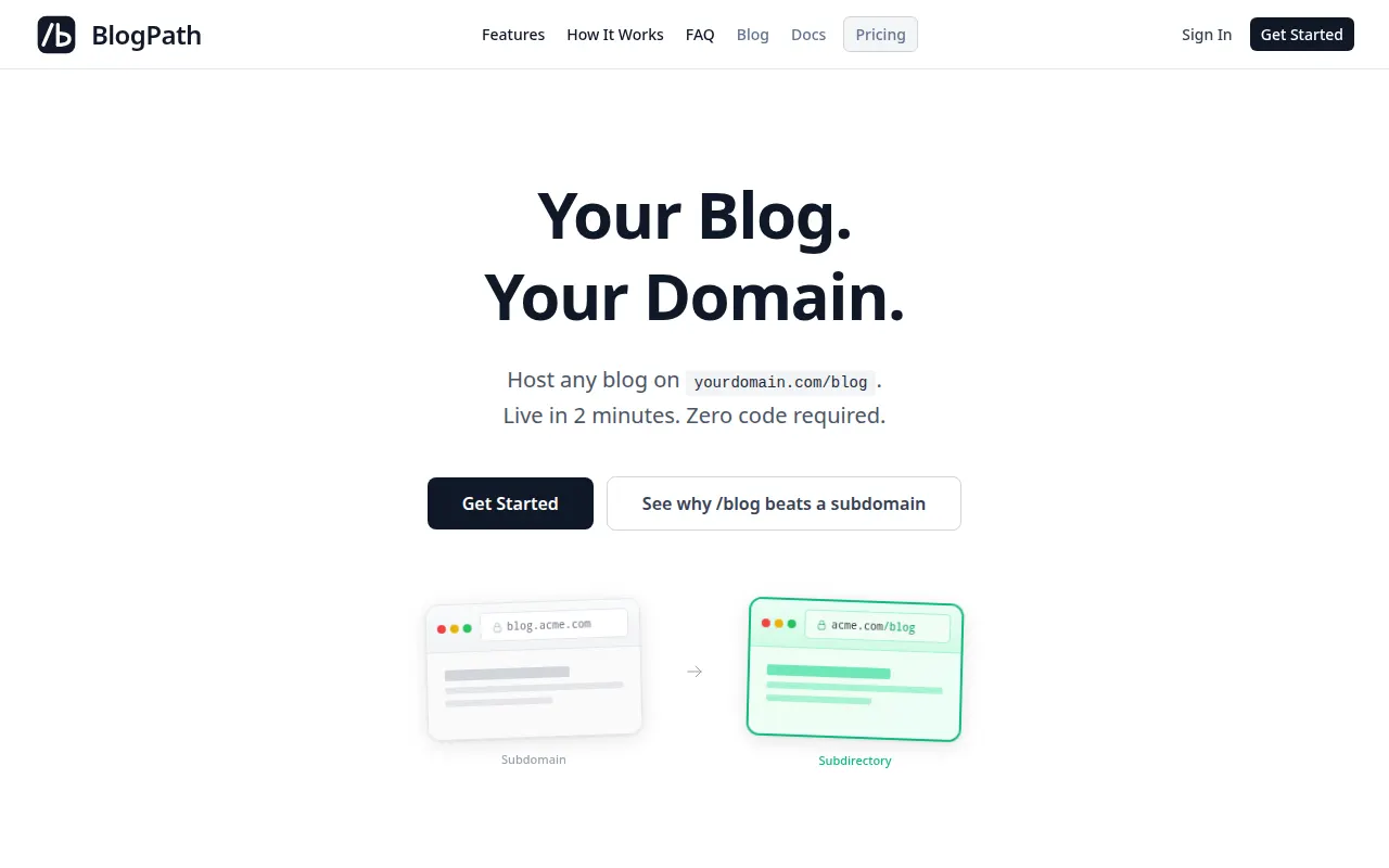 Homepage of blogpath.io