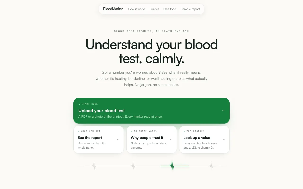 Homepage of bloodmarker.com