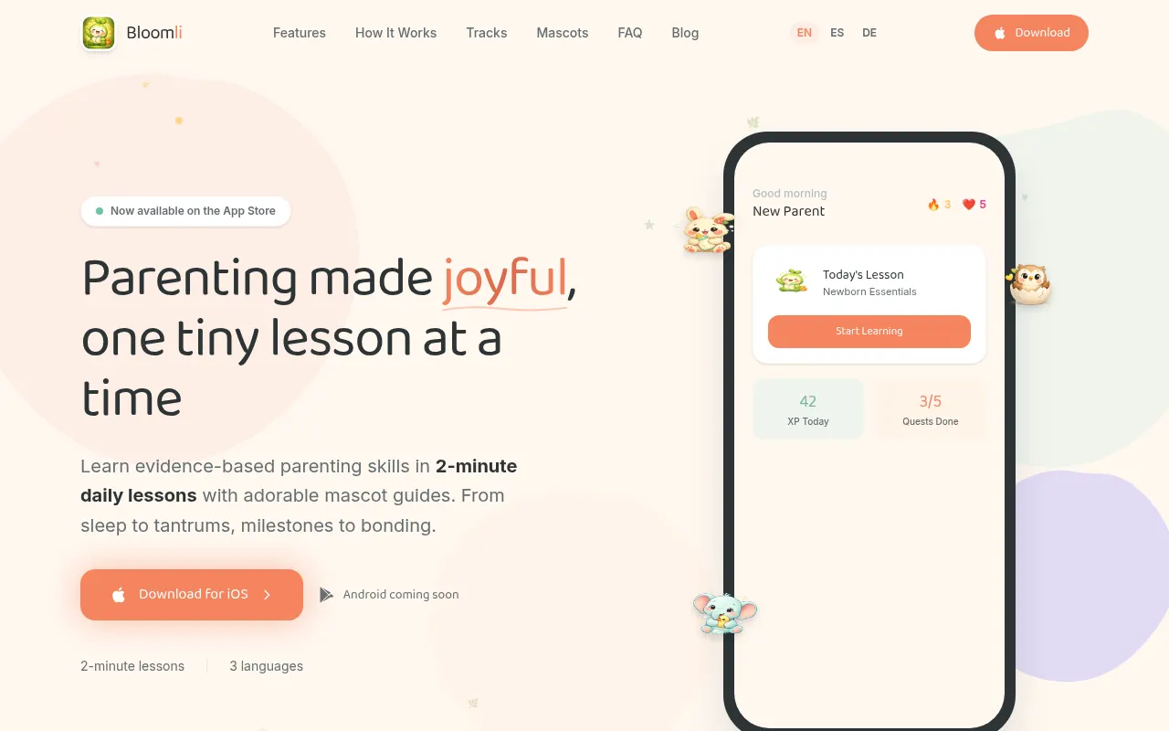 Homepage of bloomliapp.com