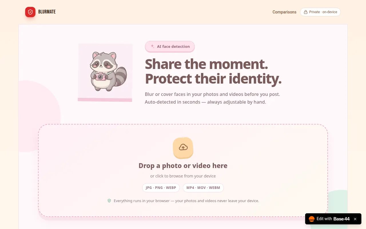 Homepage of blur-mate-pro.base44.app