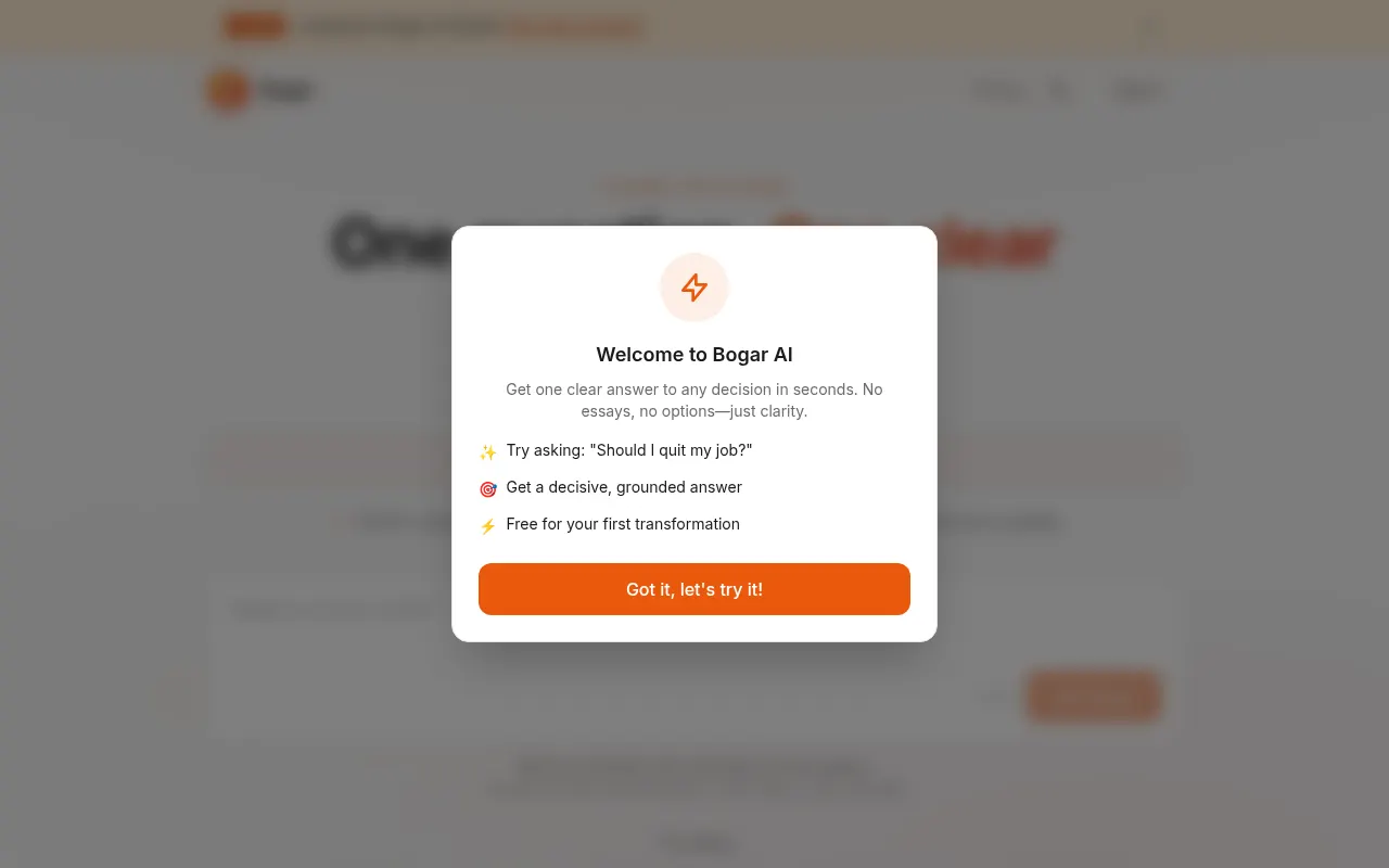 Homepage of bogar.ai