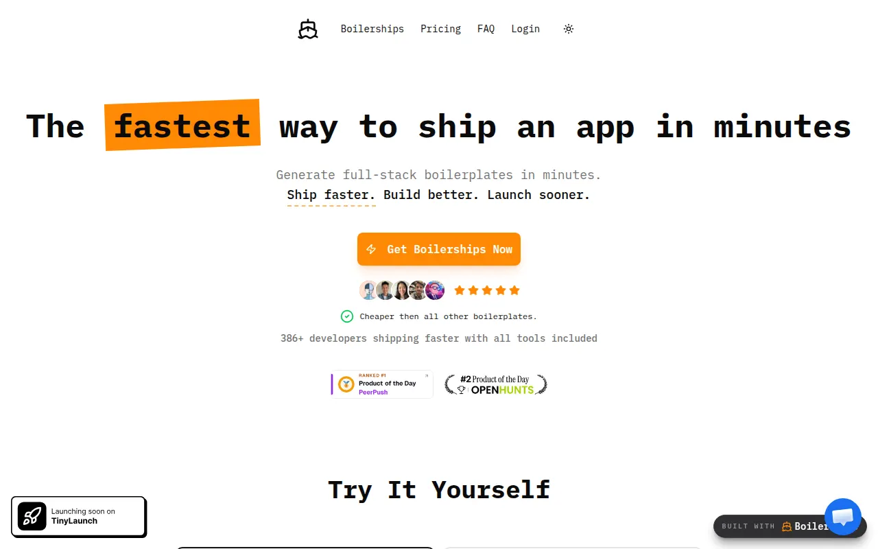 Homepage of boilerships.com