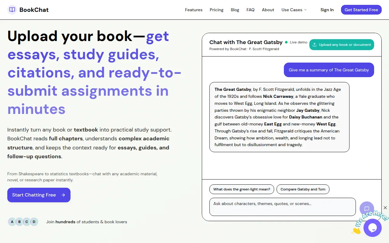 Homepage of bookchatstudio.com