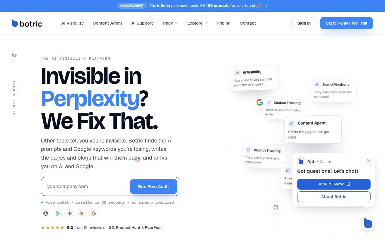 Homepage of botric.ai