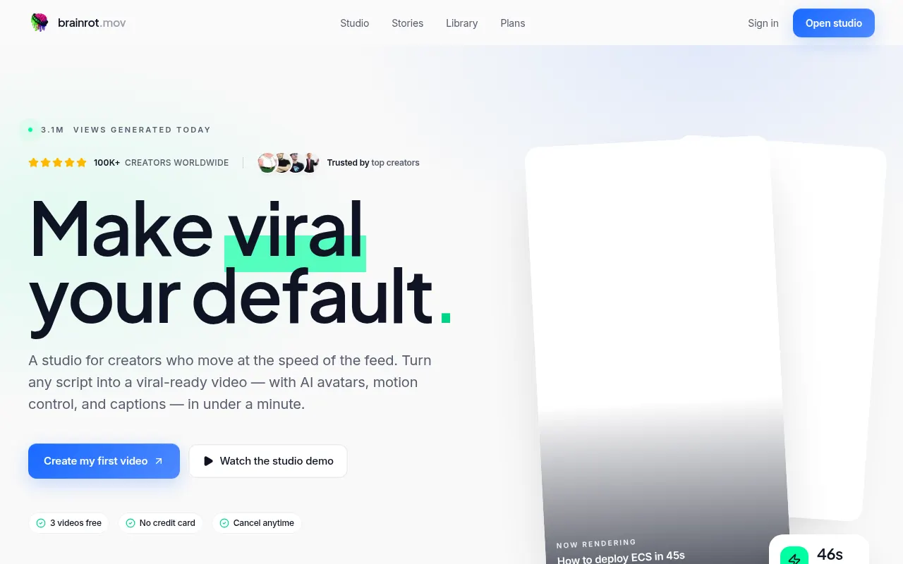 Homepage of brainrot.mov