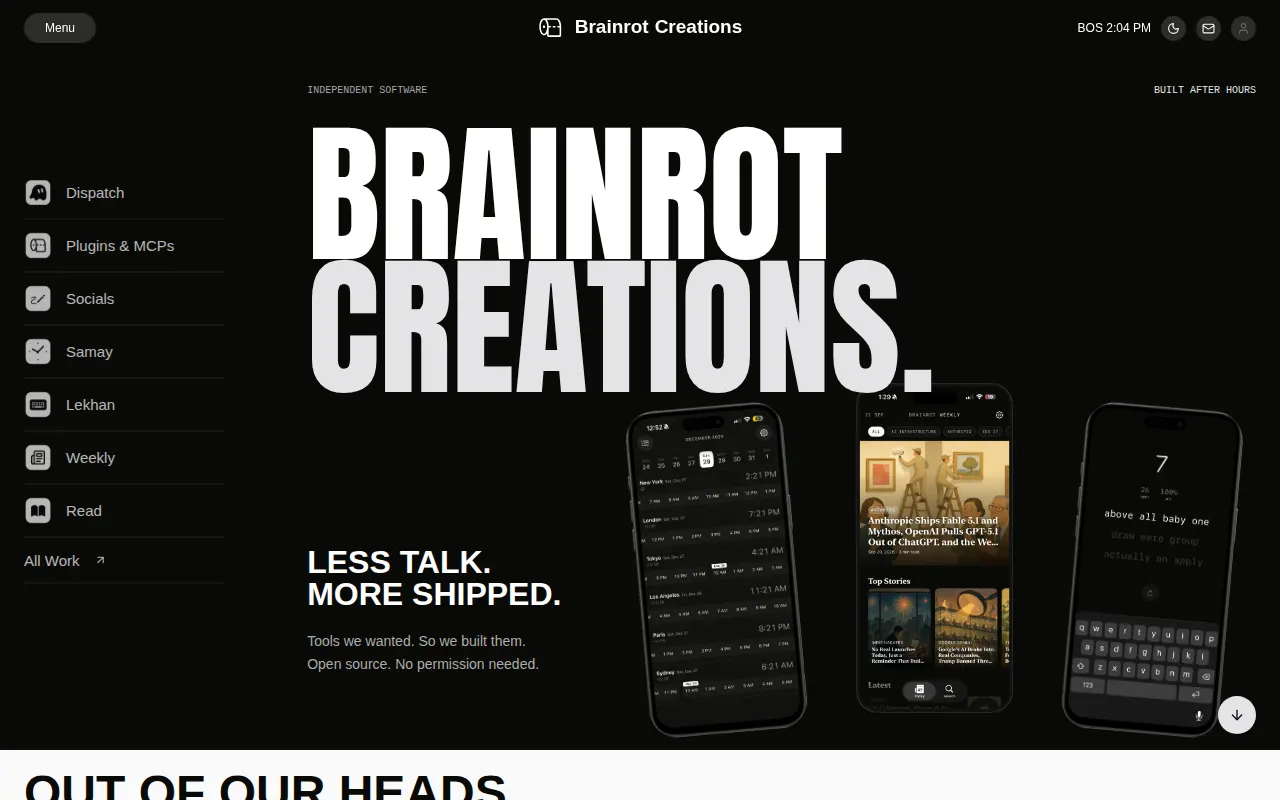 Homepage of brainrotcreations.com