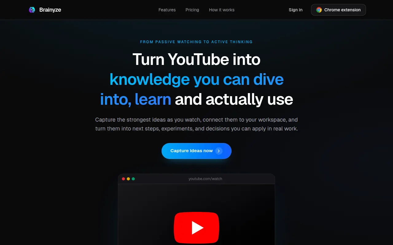 Homepage of brainyze.app