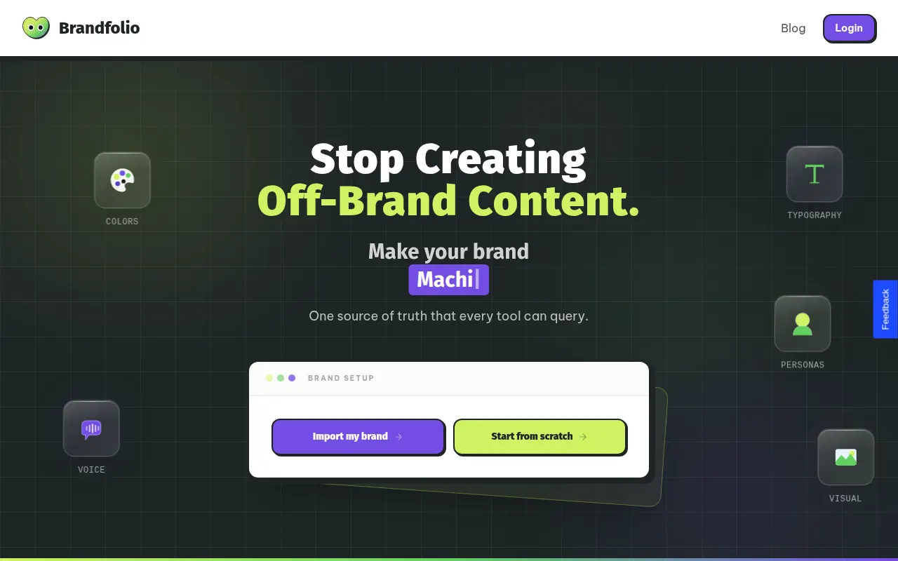 Homepage of brandfolio.app