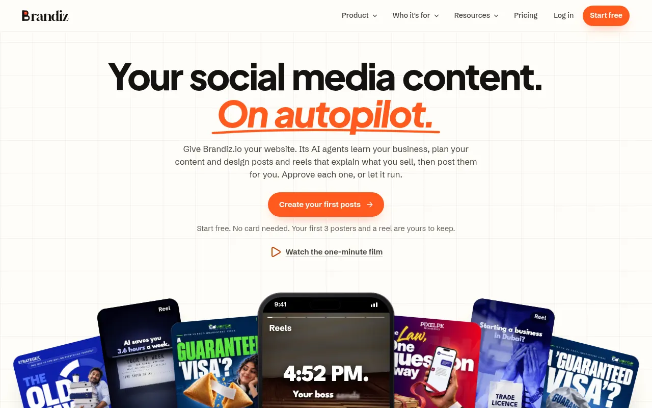 Homepage of brandiz.io