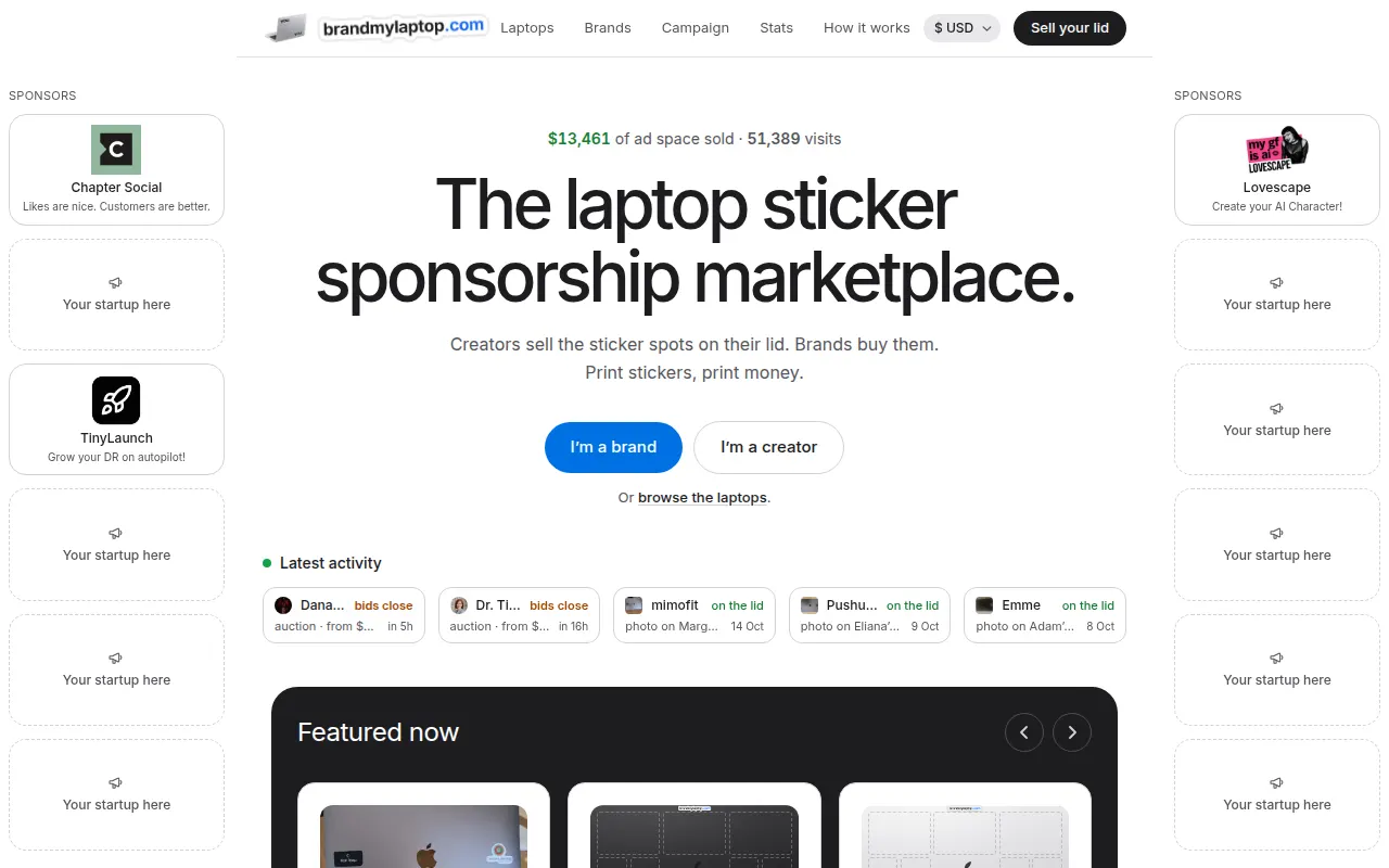 Homepage of brandmylaptop.com