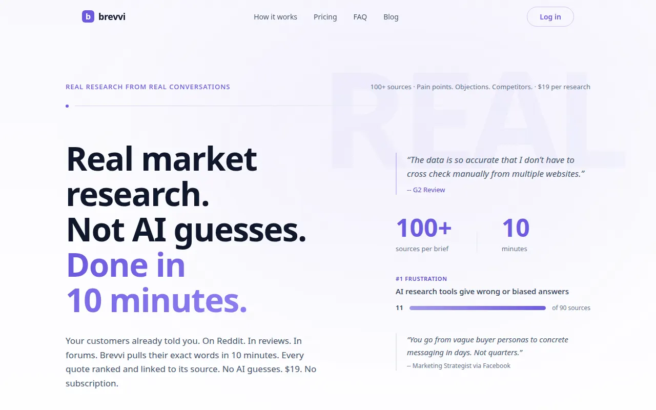 Homepage of brevvi.ai