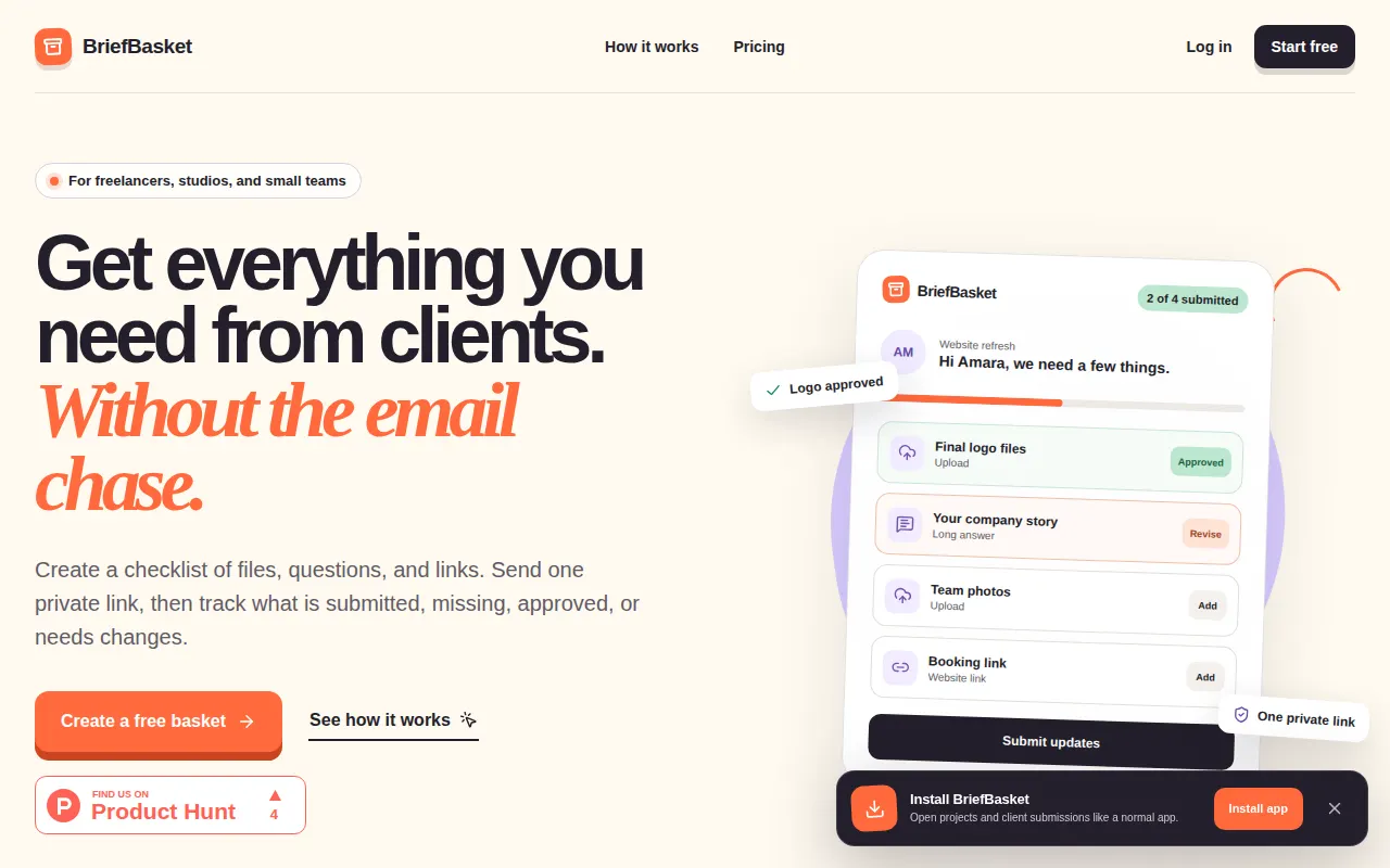 Homepage of briefbasket.com