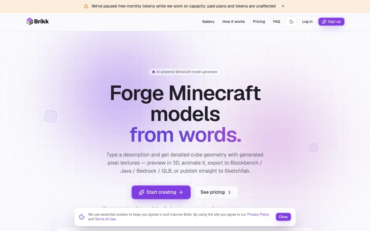 Homepage of brikk.lootvote.com