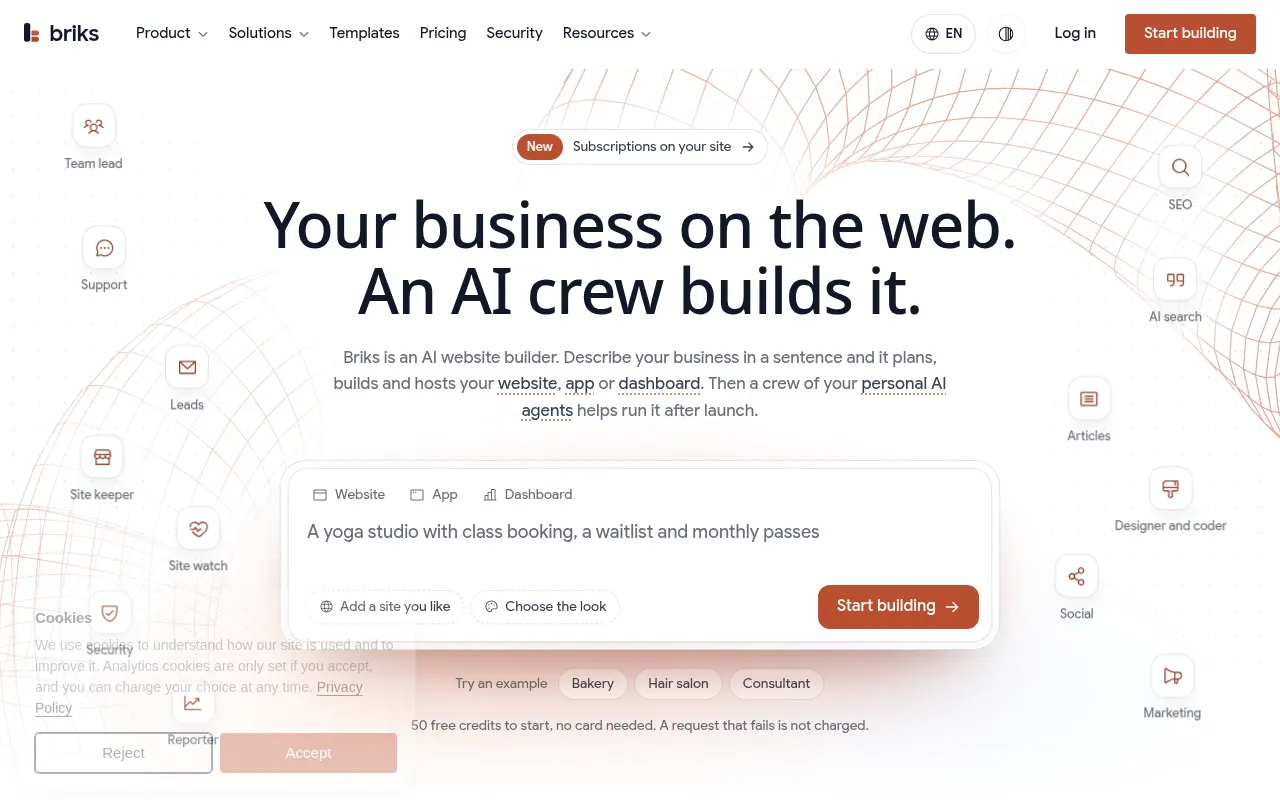 Homepage of briks.dev